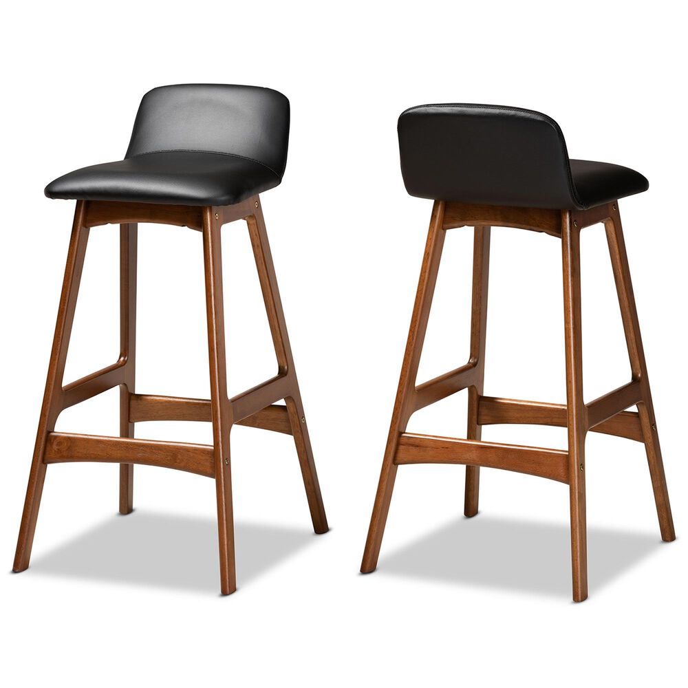 Baxton Studio Darrin Bar Stool in Walnut Brown (Set of 2), , large