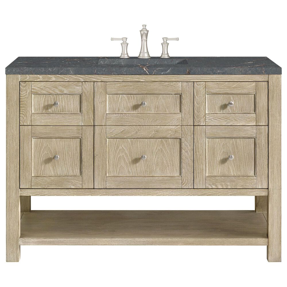James Martin Vanities Breckenridge 48&quot; Single Vanity in Whitewashed Oak with 3 cm Parisien Bleu Quartz Top, , large