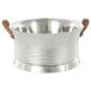 Maple and Jade Decorative Ice Bucket with Brown Leather Handle in Silver Stainless Steel, , large