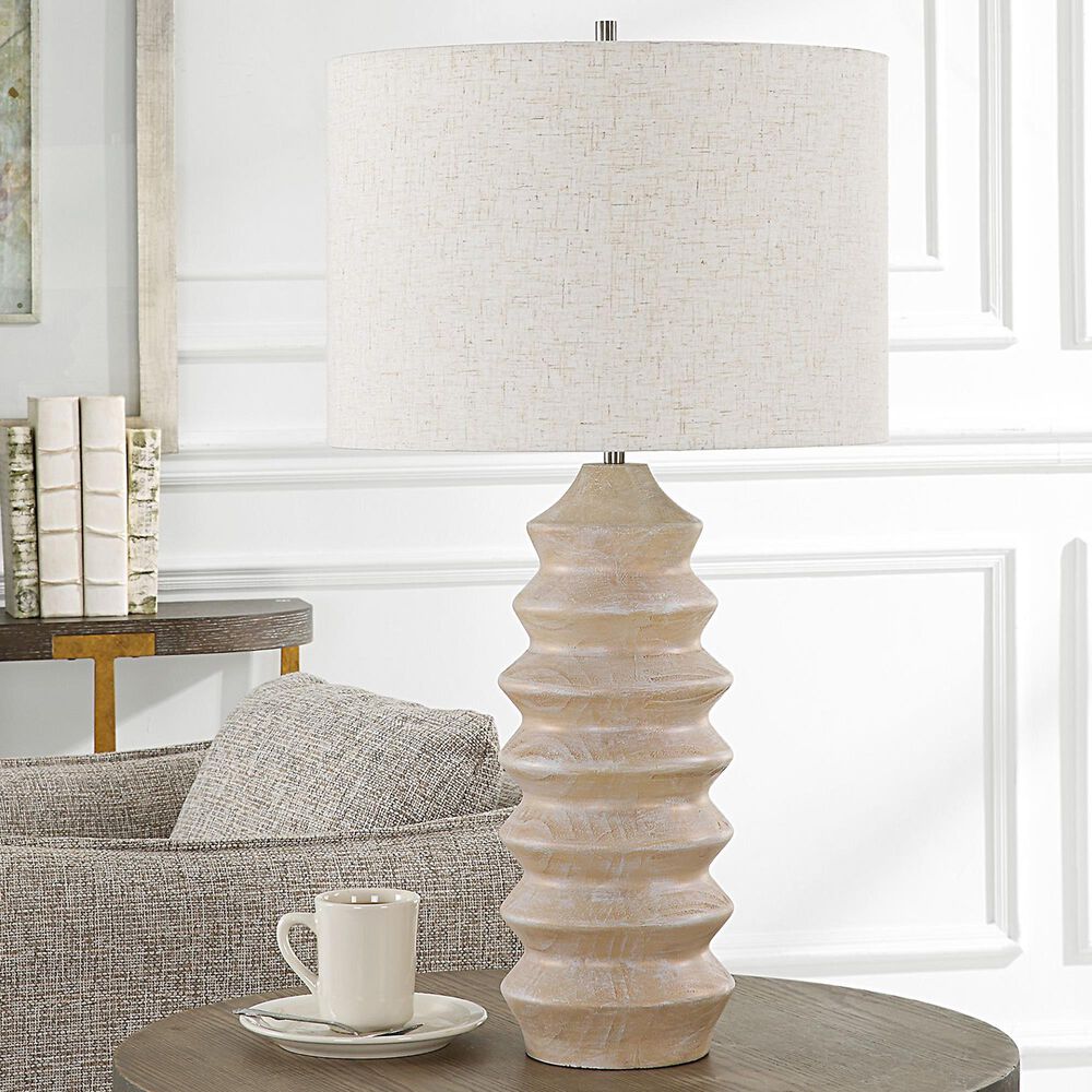 Uttermost Uplift Table Lamp in Bleached Wood and Nickel Plated, , large