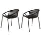Hearth and Haven Patio Stackable Dining Chair with Breathable Design in Black (Set of 2), , large
