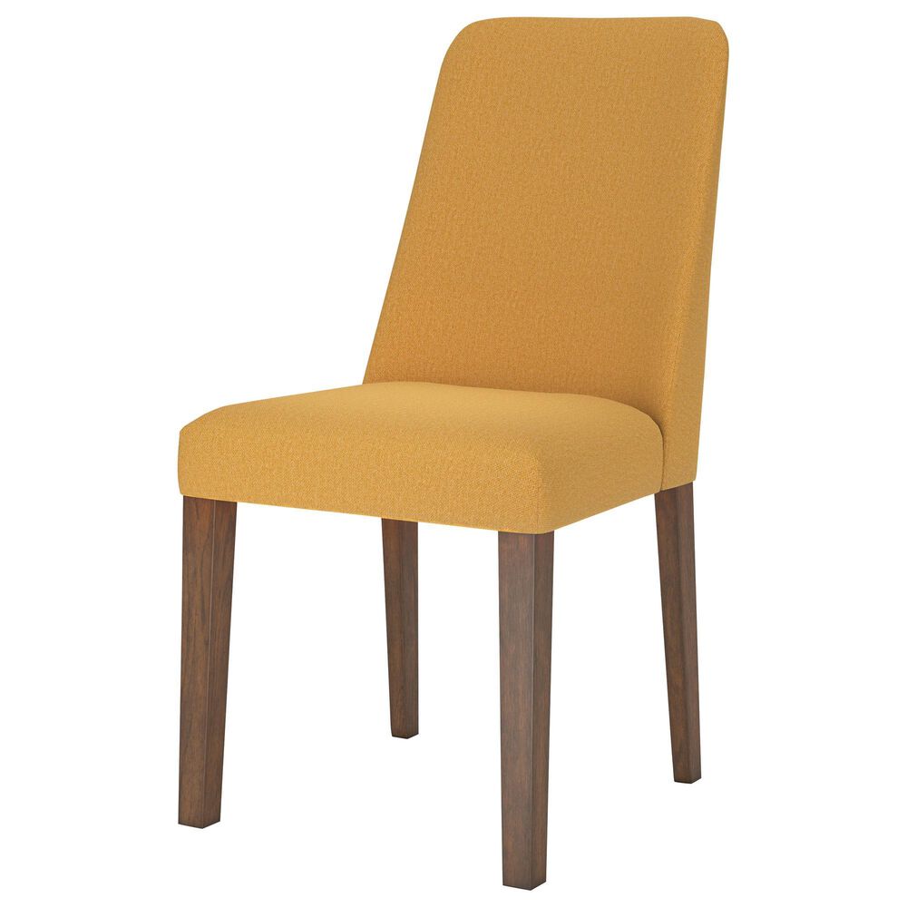 Ashley Lyncott Side Chair with Mustard Yellow Cushion in Brown, , large