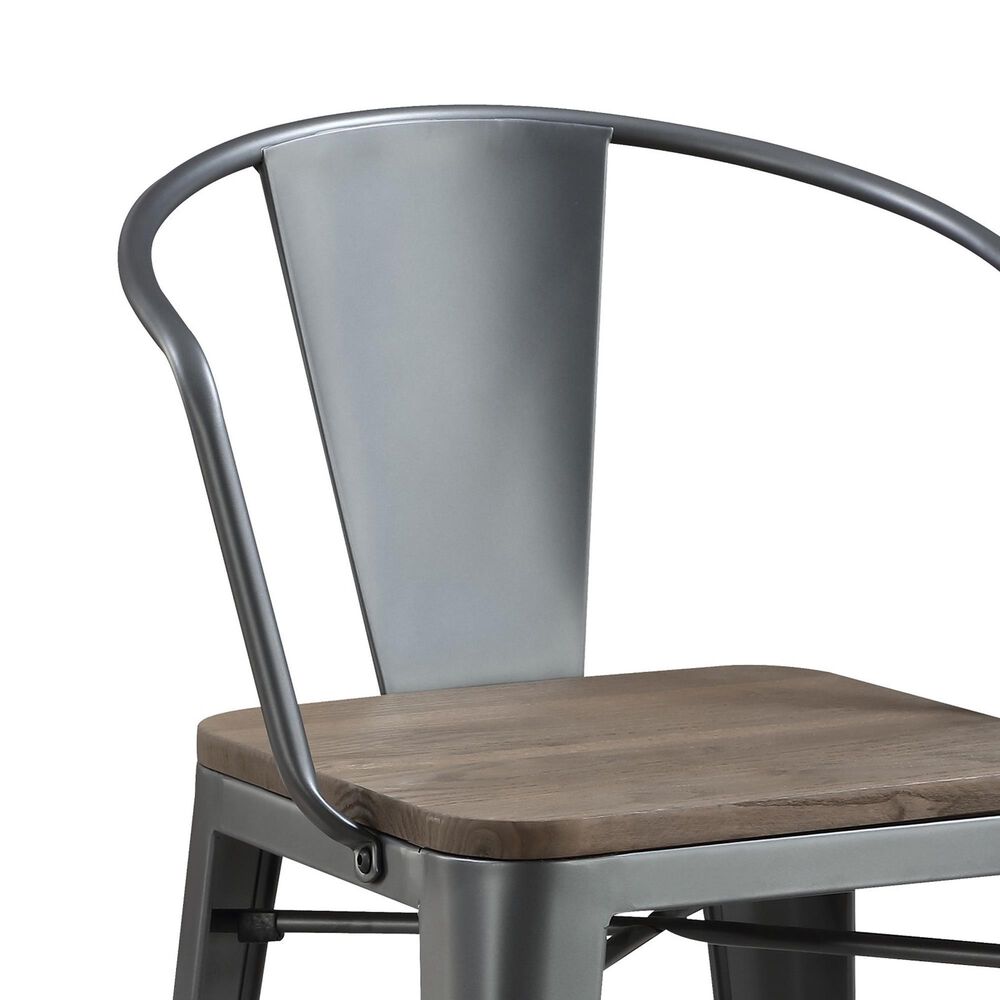 Furniture of America Patterson Counter Height Chair in Dark Bronze and Dark Oak &#40;Set of 2&#41;, , large
