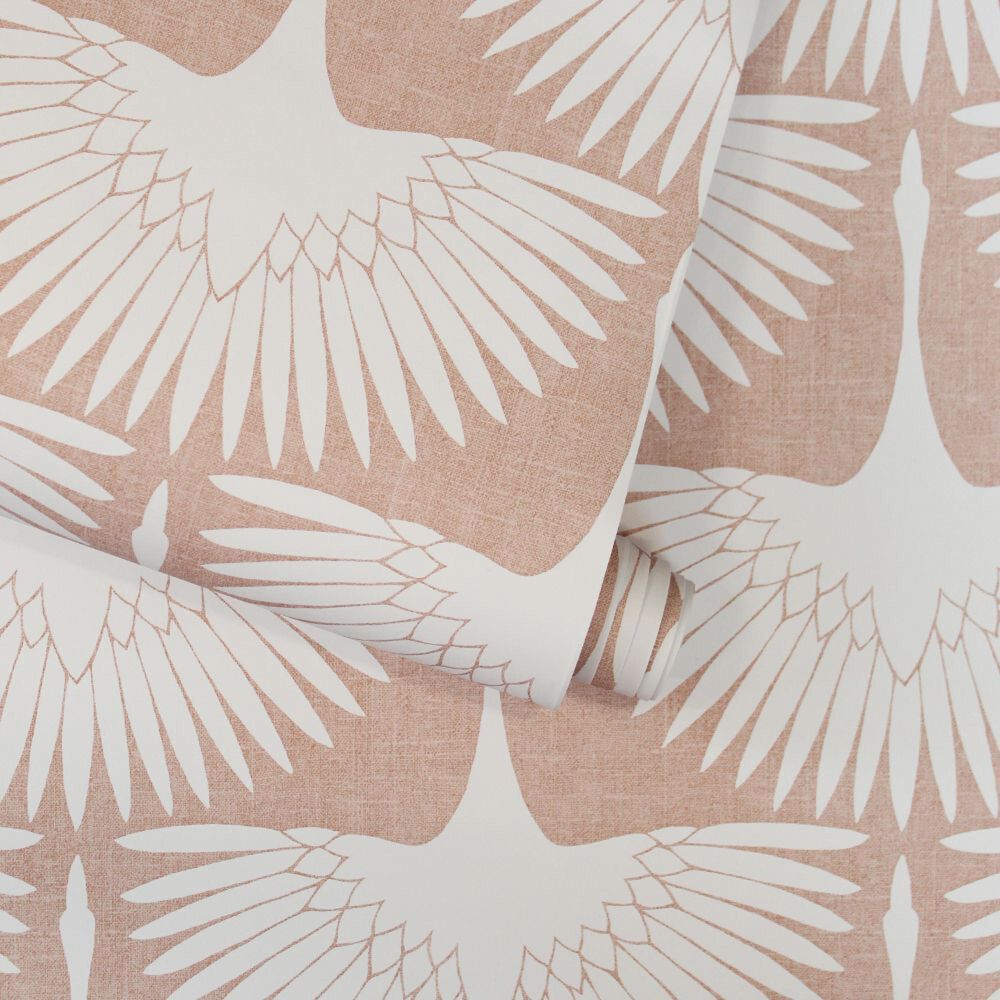 Tempaper Genevieve Gorder Feather Flock Peel &amp; Stick Wallpaper in Sahara Blush, , large