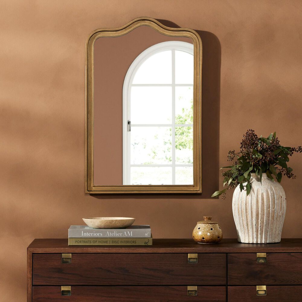 Four Hands Effie Wall Mirror in Raw Antique Brass Iron, , large