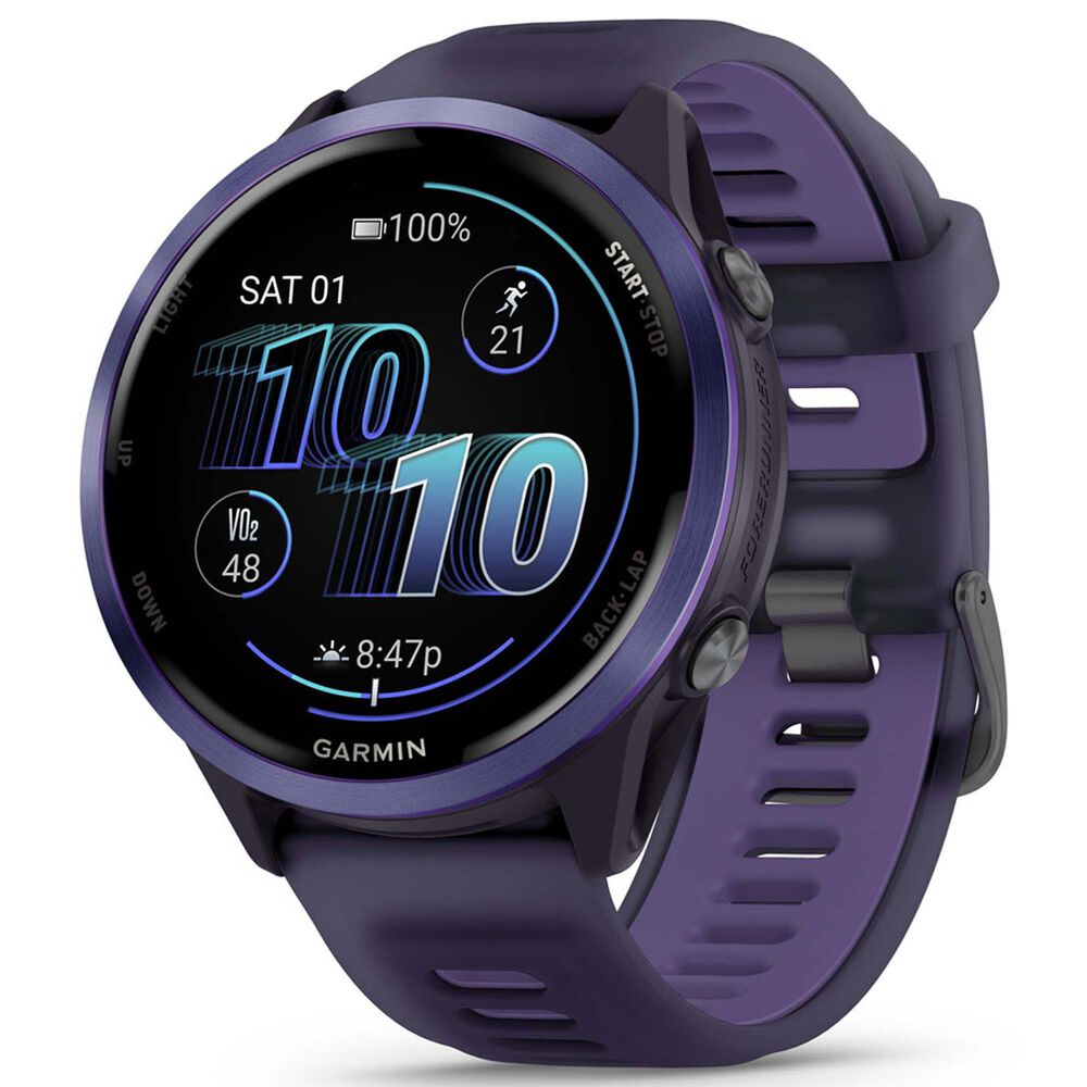 Garmin Forerunner 570 47mm Indigo Aluminum Case with Translucent Imperial Purple Band, , large