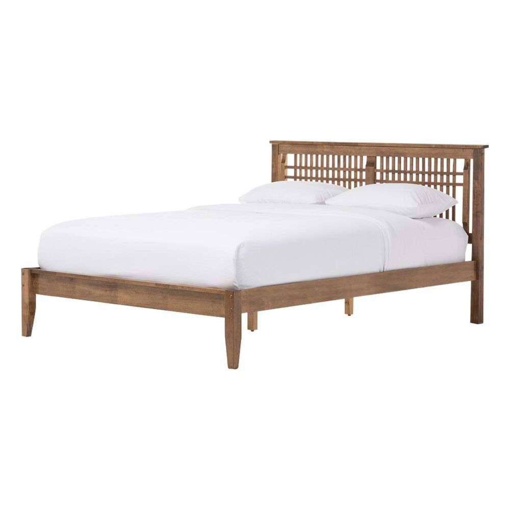 Baxton Studio Loafey Full Platform Bed in Walnut, , large