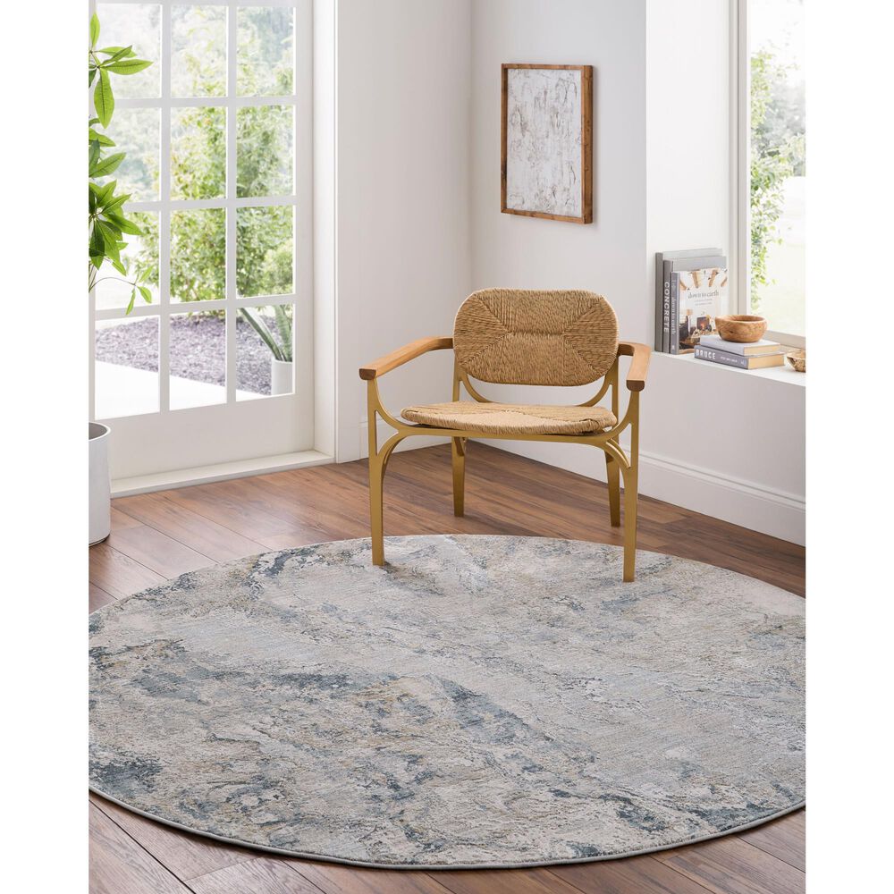 Surya Brunswick Dusty Sage, Taupe, Light Gray, White, Pale Blue, Olive, Teal, Light Sage and Navy 7&#39;10&quot; Round Area Rug, , large