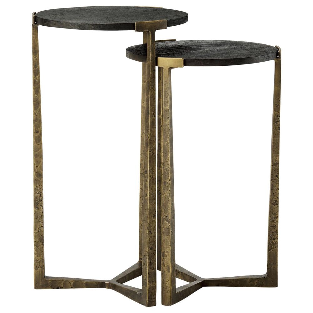 Mercana Atticus 2-Piece Nesting Accent Table Set in Antiqued Gold and Black, , large