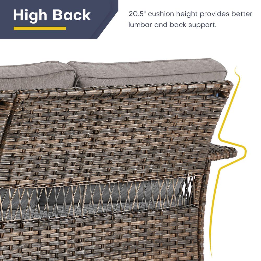 Sunwell Garden Patio Wicker Sofa in Gray, , large
