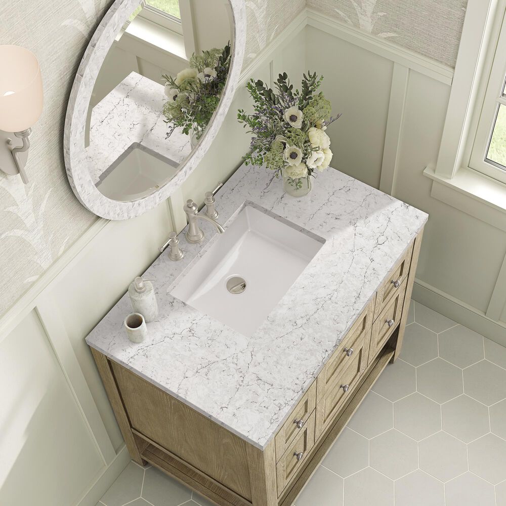 James Martin Vanities Breckenridge 36&quot; Single Vanity in Whitewashed Oak with 3 cm Eternal Jasmine Pearl Quartz Top, , large