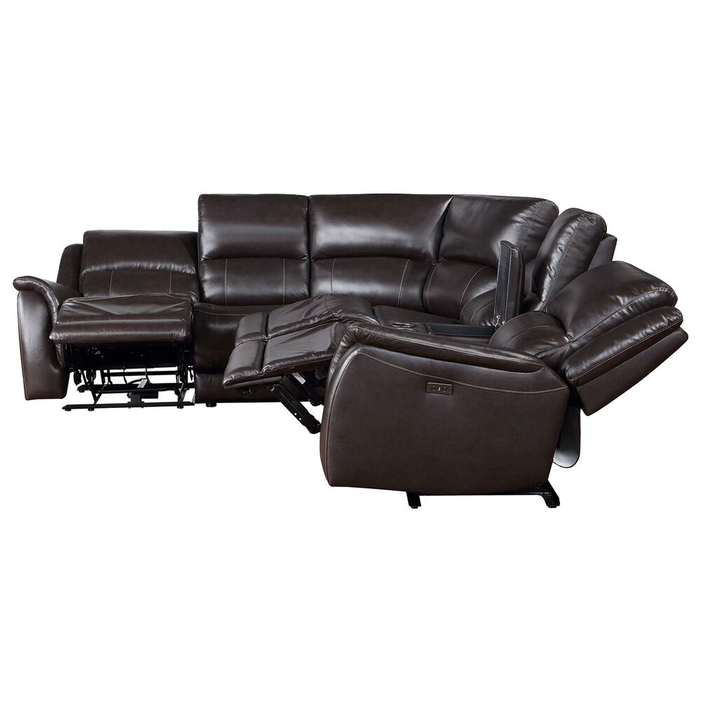 Steve Silver Alexandria 6-Piece Power Reclining Sectional in Chocolate, , large