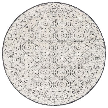 Surya Louvre LOU-2303 8" Round Black, Ivory and Cream Area Rug, , large