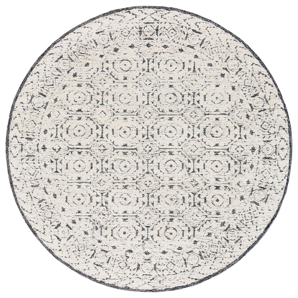 Surya Louvre LOU-2303 8" Round Black, Ivory and Cream Area Rug, , large