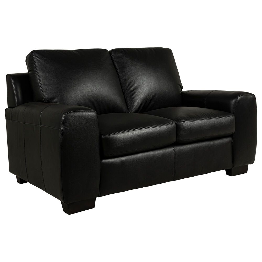 North American Leather Co Vantage Leather Loveseat in Raven, , large