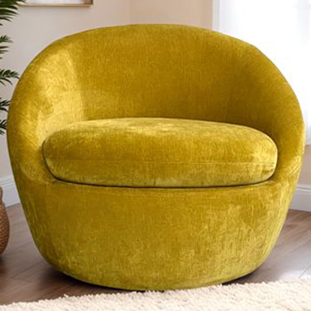 Golden Wave Furniture Blossom Swivel Chair in Yellow, , large