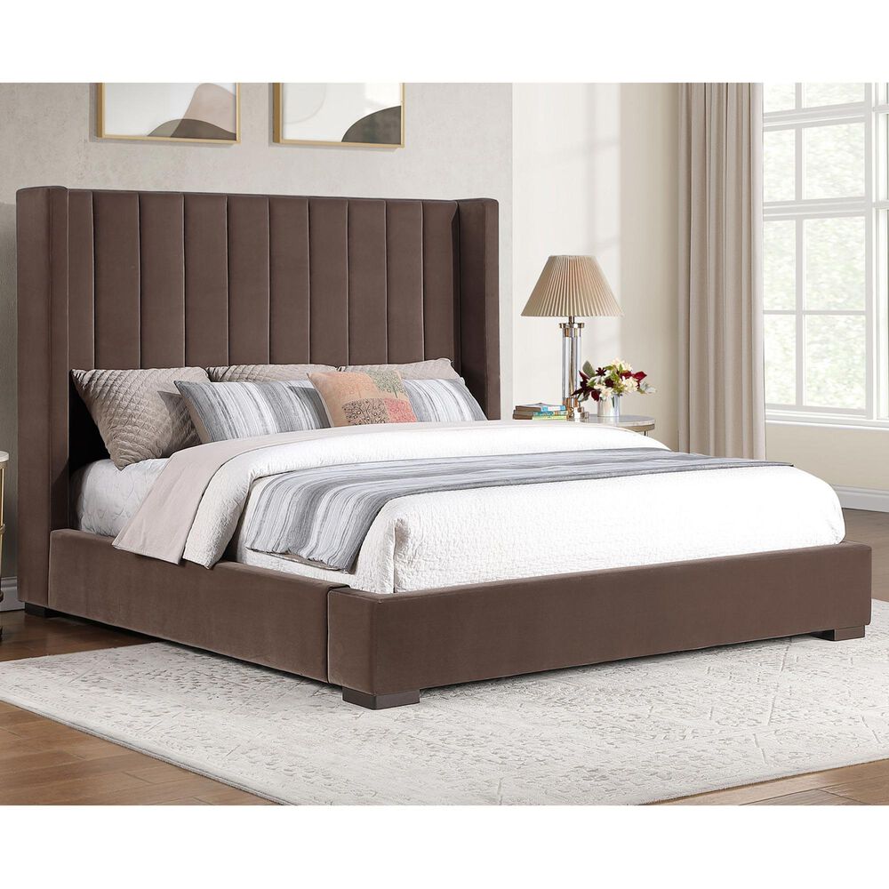 Crystal City Pearson Queen Upholstered Bed in Chocolate, , large