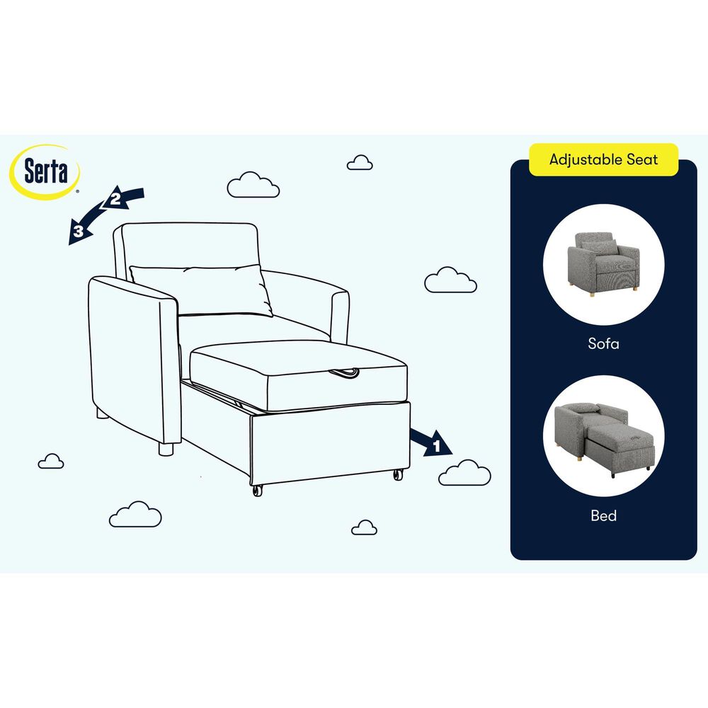 Lifestyle Solutions Conley Convertible Chair in Grey, , large