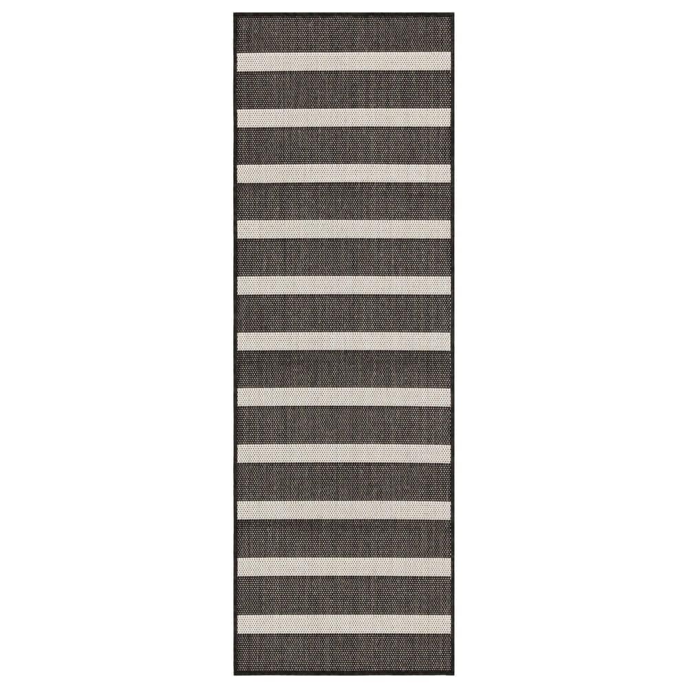 Nourison Positano POS03 Black and Ivory 2&#39; x 6&#39; Indoor/Outdoor Runner, , large