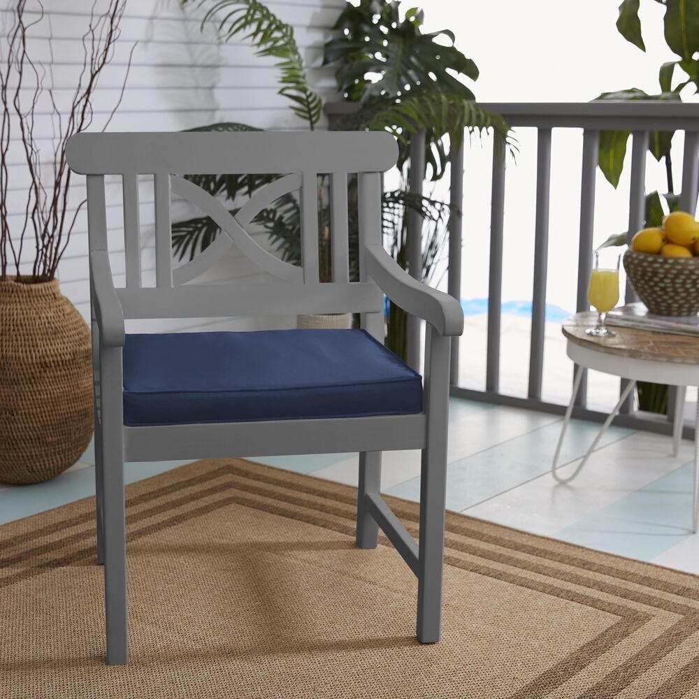 Sorra Home Sunbrella 17" Chair Pad in Canvas Navy (Set of 2), , large
