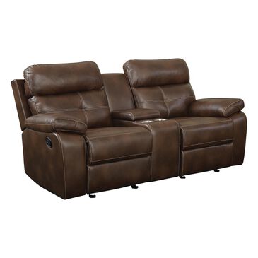 Pacific Landing Damiano Motion Loveseat with Console in Brown, , large