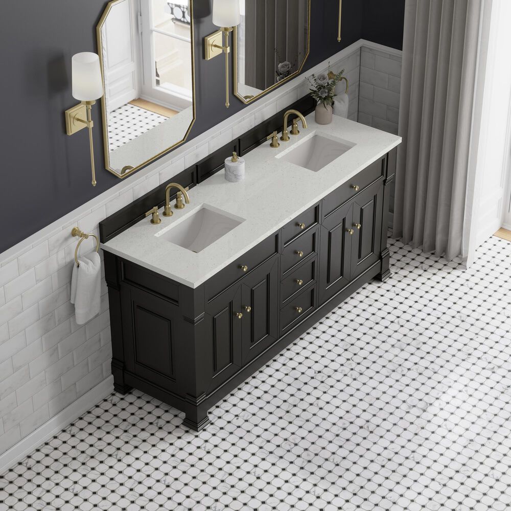 James Martin Vanities Brookfield 72&quot; Double Bathroom Vanity in Black Onyx with 3cm Lime Delight Quartz Top and Rectangular Sinks, , large