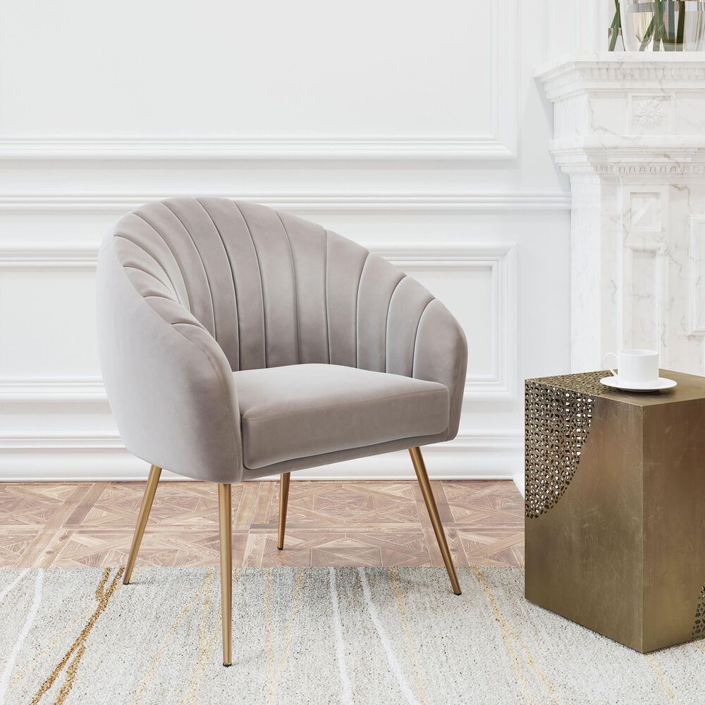Zuo Modern Max Accent Chair in Gray Velvet, , large