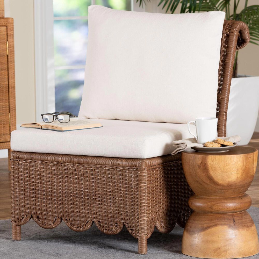 Baxton Studio Detta Accent Chair with Rolled Back in Neutral, , large