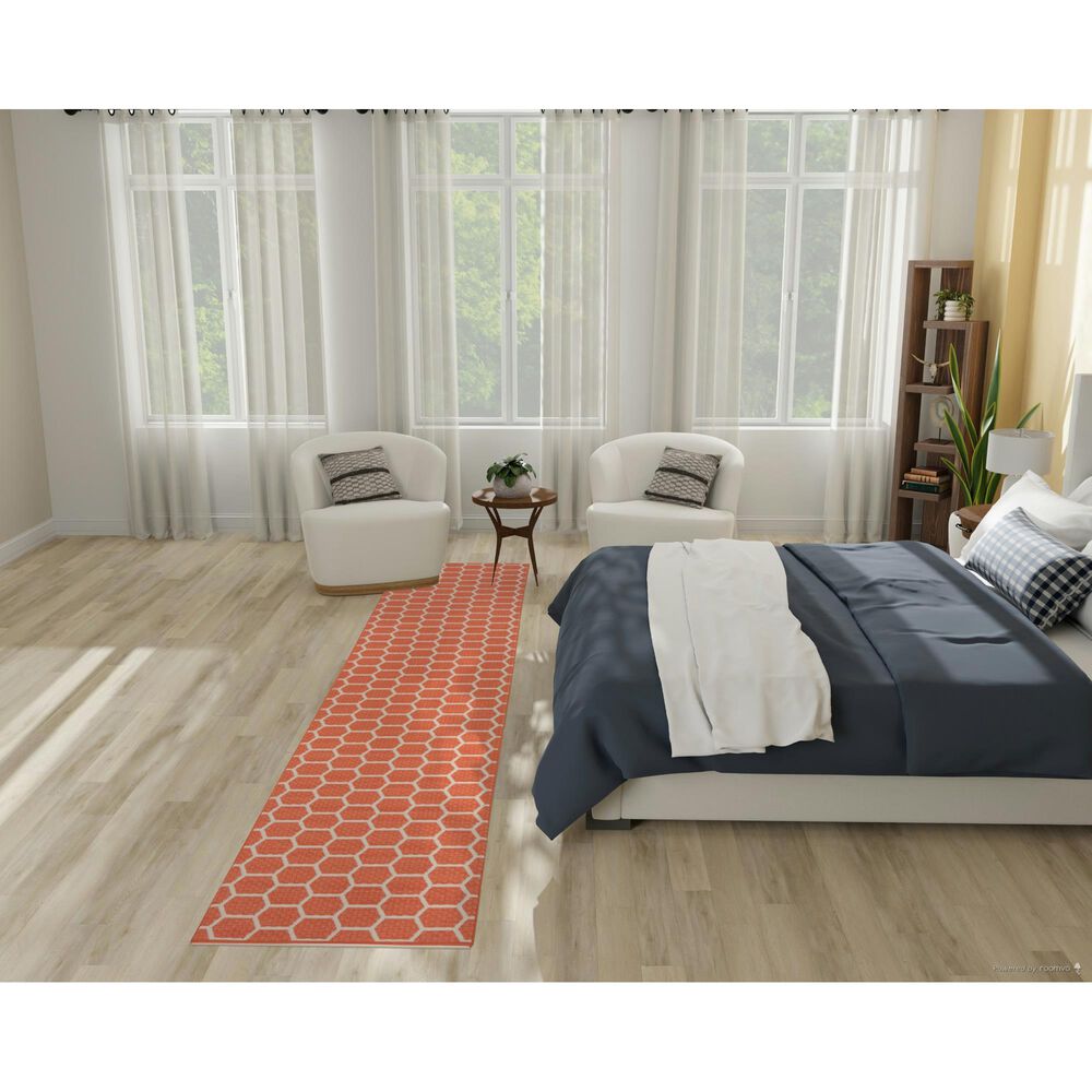 Nourison Twist Reversible 2&#39;2&quot; x 12&#39; Coral Indoor/Outdoor Runner, , large