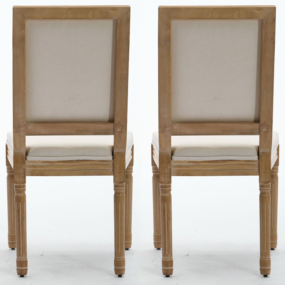 Hearth and Haven Upholstered Side Chair with Square Backrest in Beige (Set of 2), , large