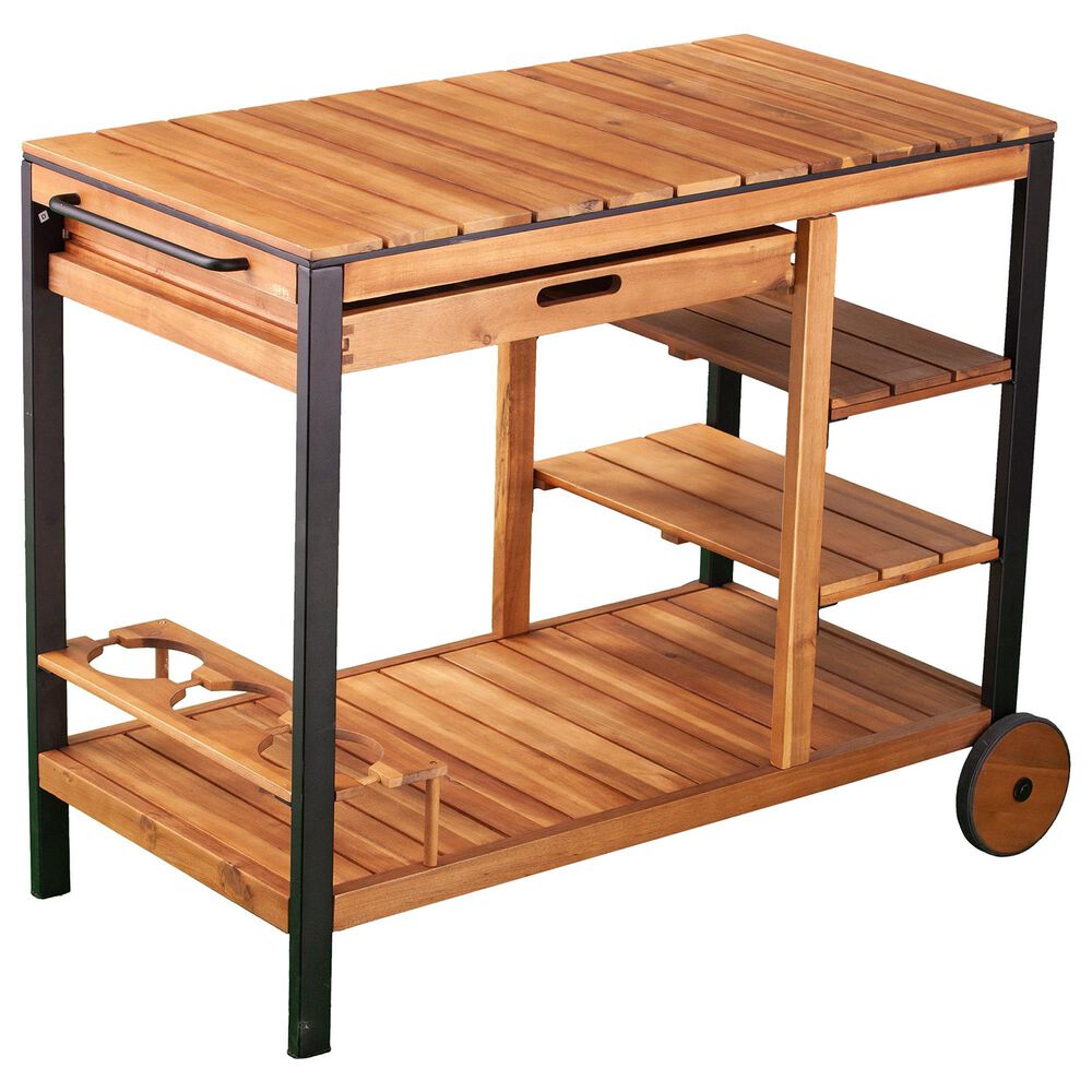 Southern Enterprises Murcott Outdoor Bar Cart in Natural and Black, , large