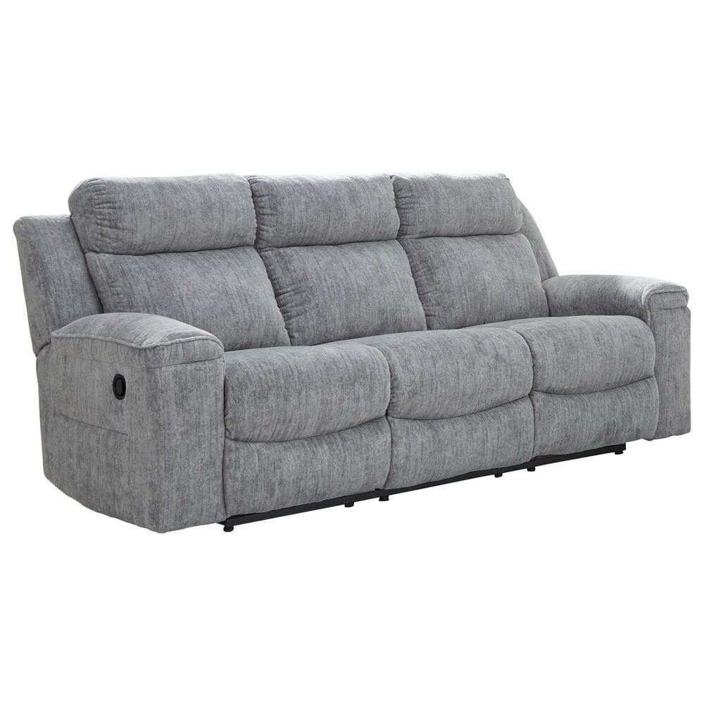 Ashley Buntington Manual Reclining Sofa in Pewter, , large