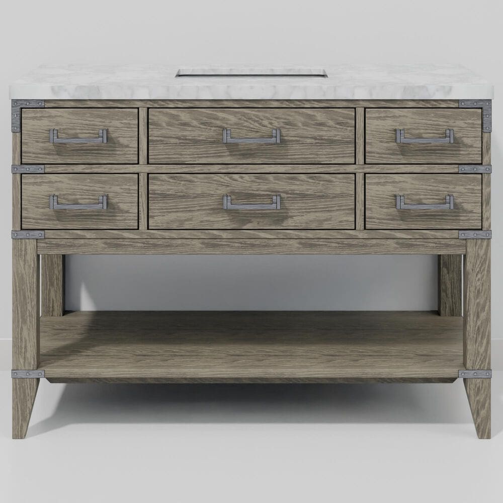 Lexora Home Norwalk 48&quot; Single Bathroom Vanity in Grey Oak with White Carrara Marble Top  and Rectangle Sink, , large