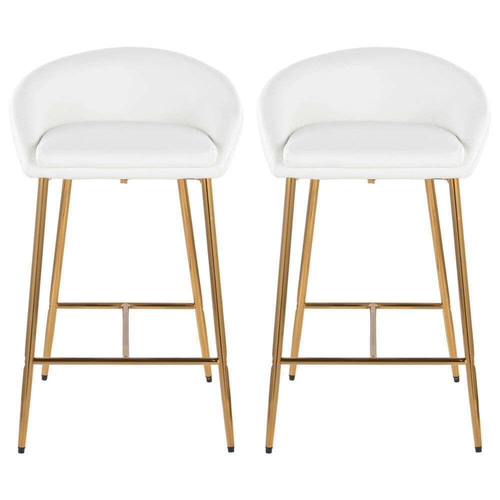 LumiSource Matisse Counter Stool with White Cushion in Gold &#40;Set of 2&#41;, , large