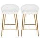 LumiSource Matisse Counter Stool with White Cushion in Gold (Set of 2), , large