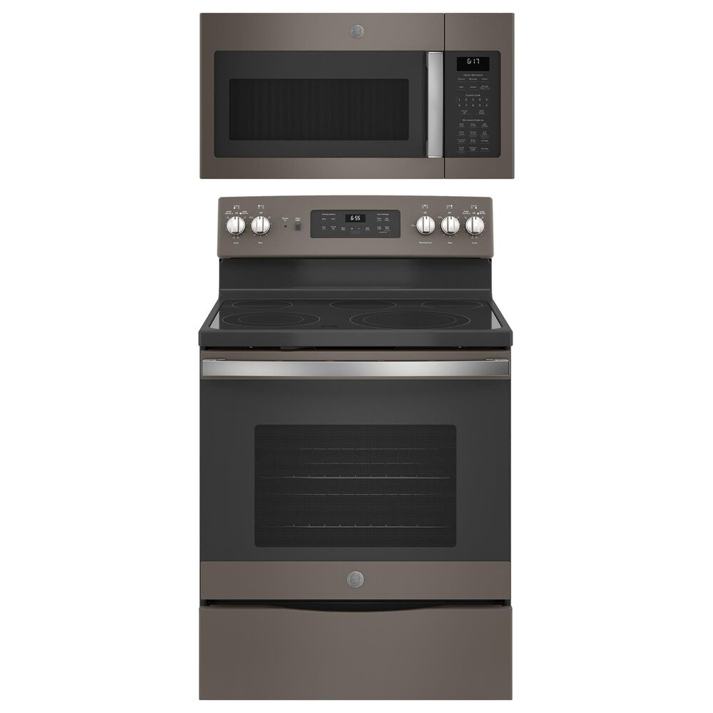 GE Appliances 2-Piece Kitchen Package with 30"" Electric Range and Sensor Microwave Oven in Slate, , large