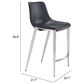 Zuo Modern Magnus Counter Stool in Black and Silver (Set of 2), , large