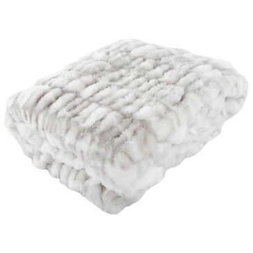 Timberlake 60" x 80" Ruched Faux Fur Throw Blanket in Gray, , large