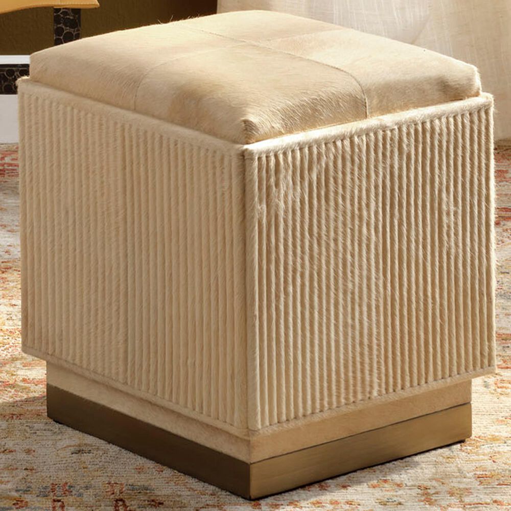 Splendor Living Norwood Hide Ottoman in Tan, , large