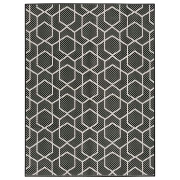 Nourison Horizon HOZ01 Black 6" x 9" Indoor/Outdoor Area Rug, , large