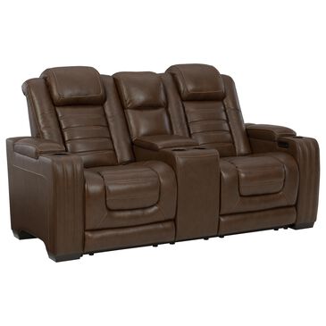 Signature Design by Ashley Backtrack Power Recliner Loveseat with Adjustable Headrest in Chocolate, , large