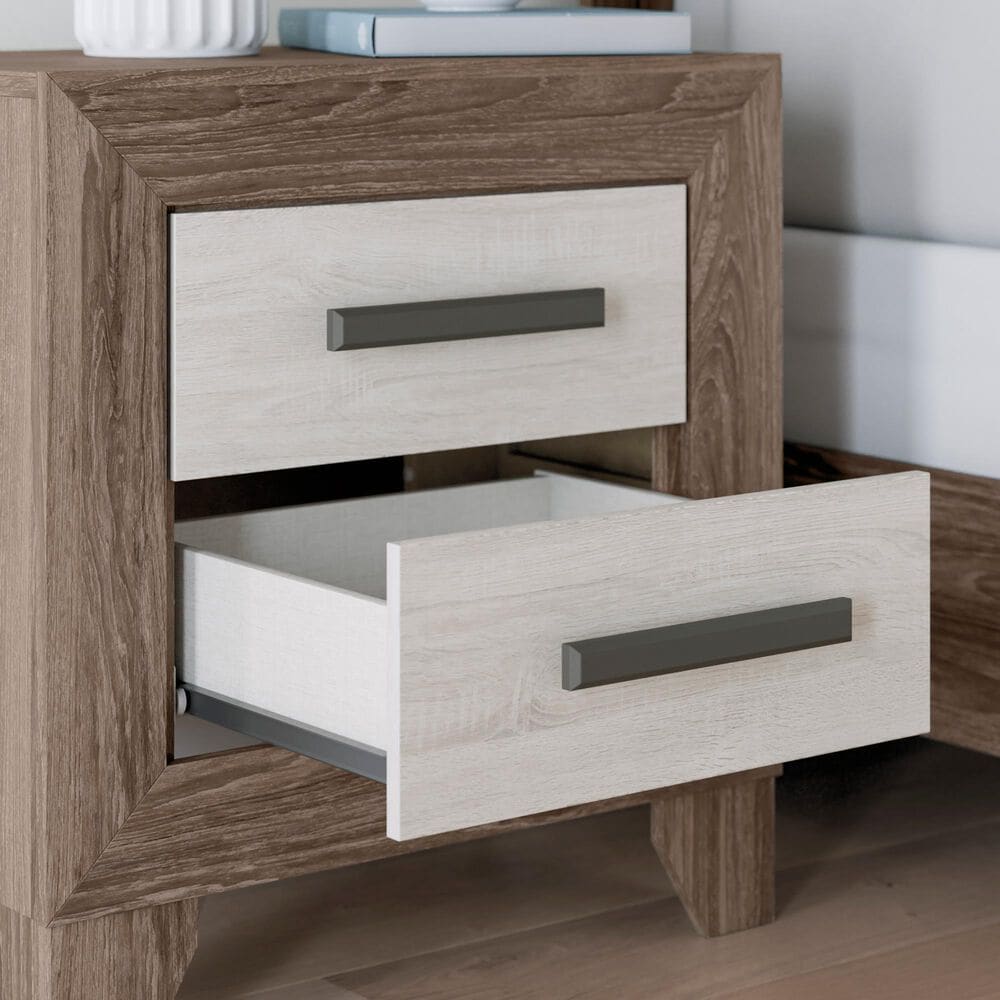 Ashley Sharnari 2-Drawer Nightstand in Warm Gray, Brown and Antique White, , large