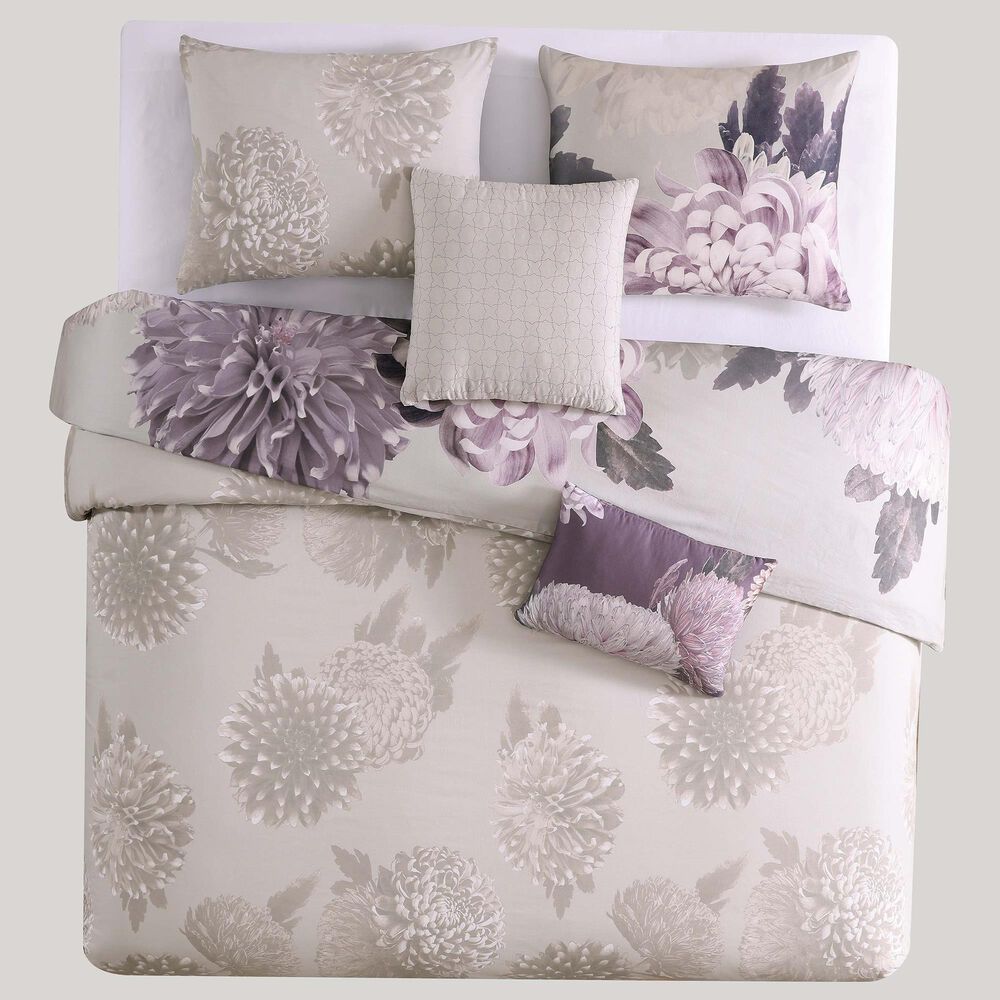 BEBEJAN Dahlia 5-Piece Reversible King Comforter Set in Purple, , large