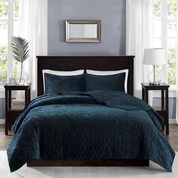 Goldstar Bedding Harper Velvet 3-Piece Full/Queen Coverlet Set in Teal, , large