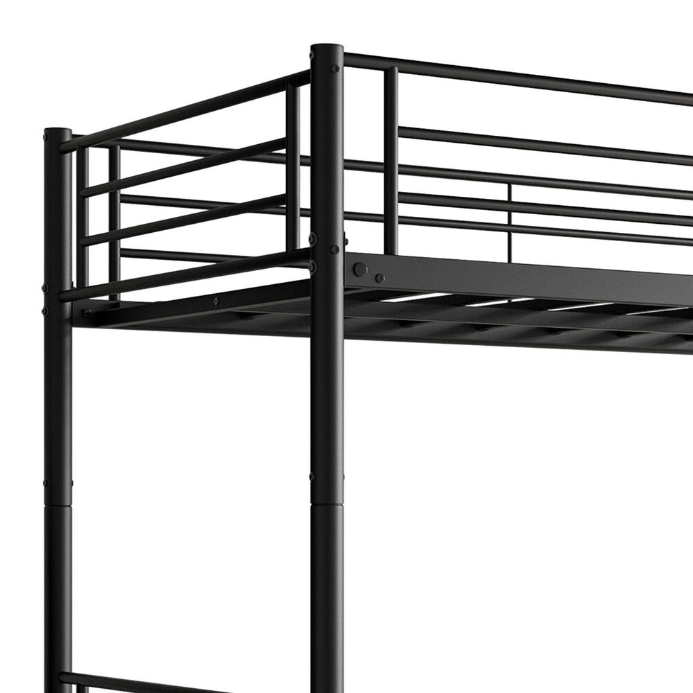 Hearth and Haven Twin Metal Bunk Bed with Trundle Ladder and Full-Length Guardrail in Black, , large