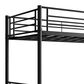 Hearth and Haven Twin Metal Bunk Bed with Trundle Ladder and Full-Length Guardrail in Black, , large