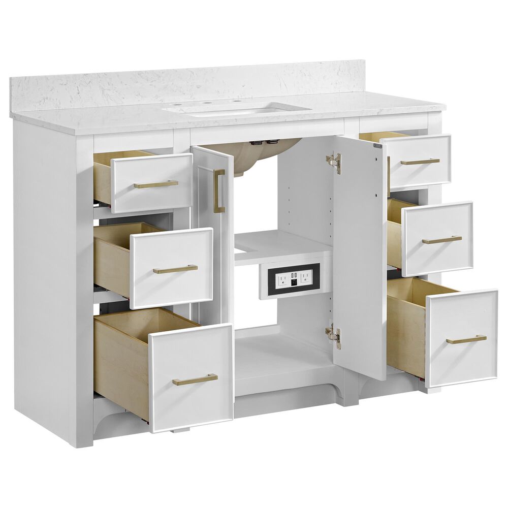 37B Lucerne 48" Single Bathroom Vanity in Bright White with Marble Top and Backsplash, , large