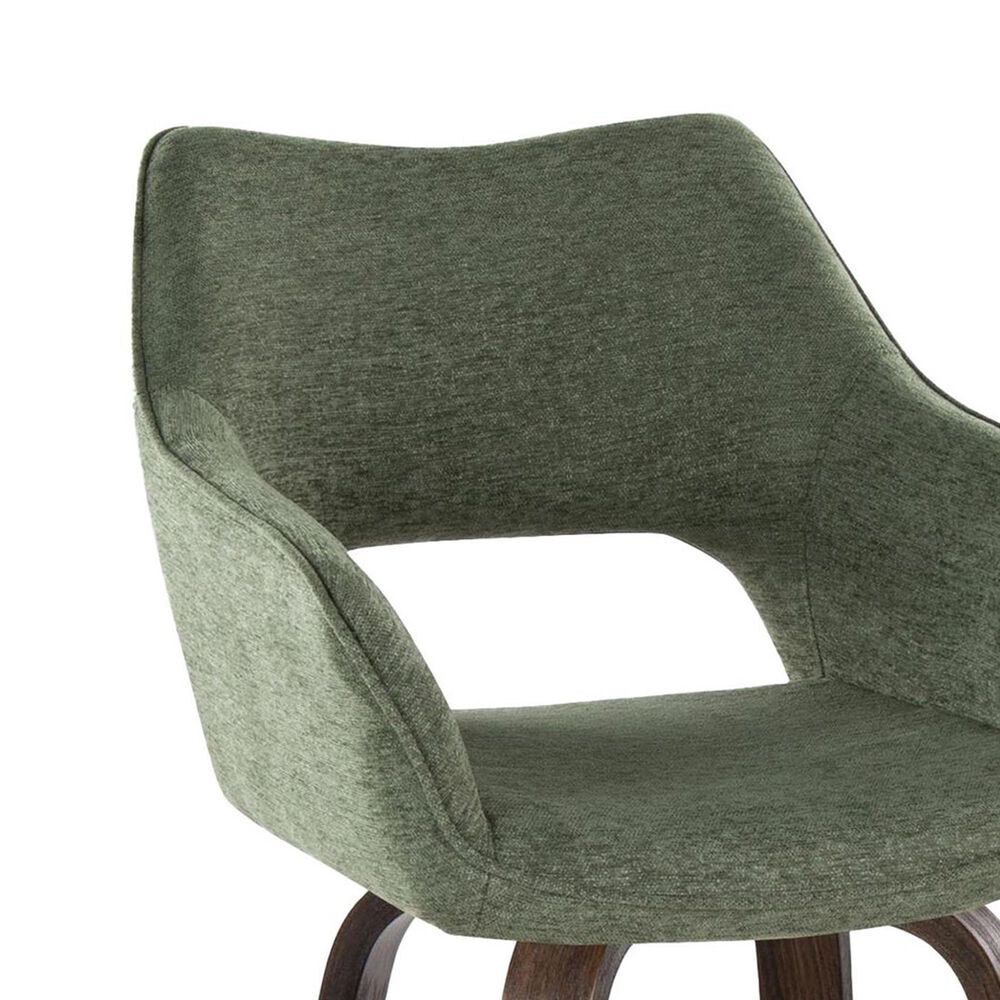 LumiSource Mustang 26" Swivel Counter Stool with Green Fabric Upholstery in Glazed Walnut and Black (Set of 2), , large