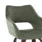 LumiSource Mustang 26" Swivel Counter Stool with Green Fabric Upholstery in Glazed Walnut and Black (Set of 2), , large