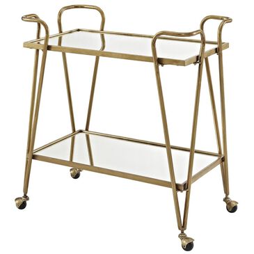 Linden Boulevard Mid Century Portable Bar/Kitchen Cart in Gold, , large